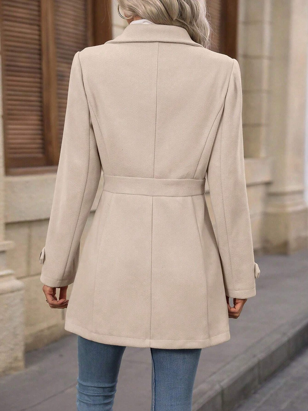 Manteau Femme en Mélange de Laine à Simple Boutonnage – Veste Élégante Mi-Longue à Revers