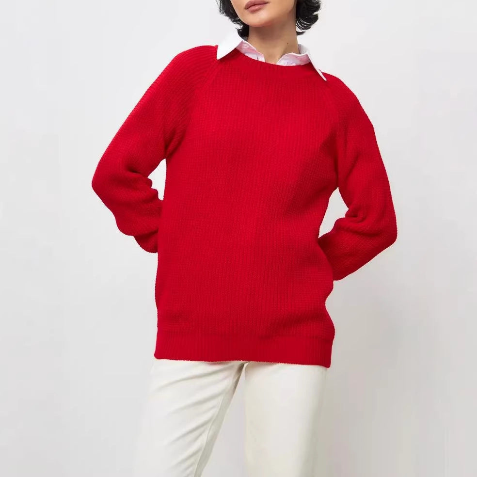 Jersey de punto grueso liso para mujer - Corte cómodo y abrigado
