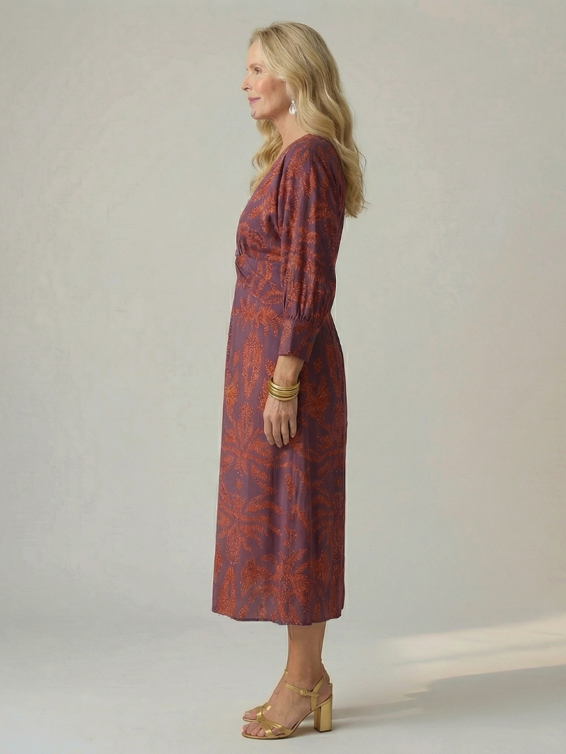Natural Wrap Midi Dress for Women - Soft and Flattering