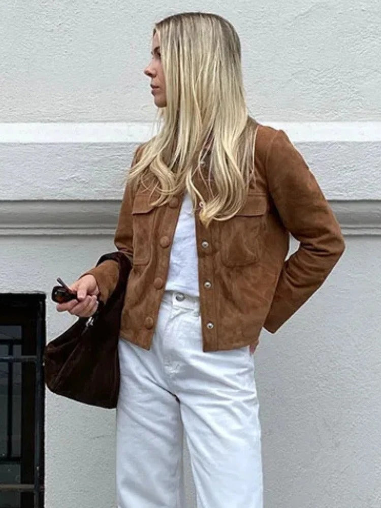 Veste élégante en daim pour femme - Vêtements d'extérieur stylés