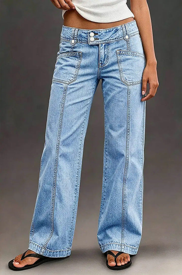 Jeans dritti ampi da donna slavati - Moderni e confortevoli