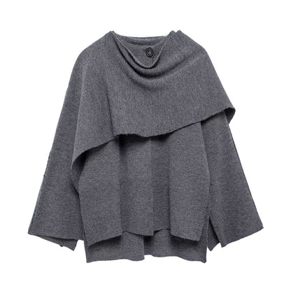 Cape Écharpe Élégante Femme – Manteau Asymétrique Oversize en Maille