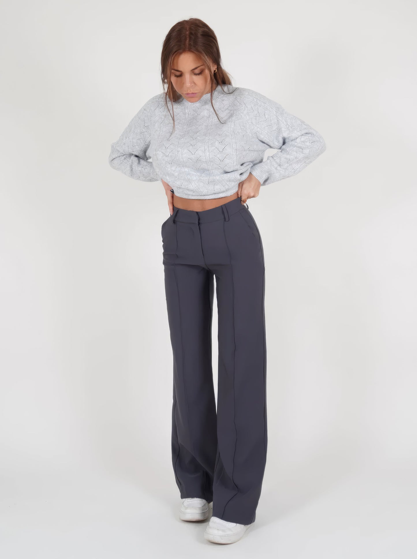 Pantalon Taille Haute à Jambes Droites