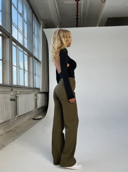 Pantalon Taille Haute à Jambes Droites