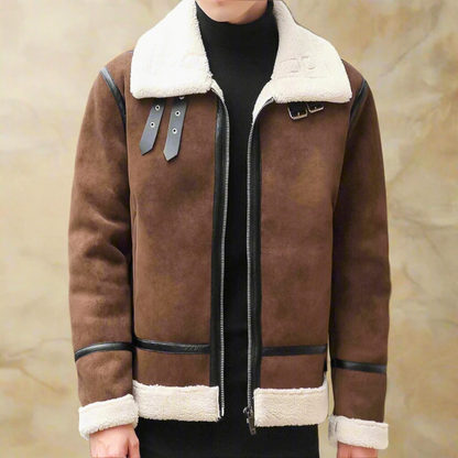 Manteau d’Hiver en Suède Premium pour Homme Ceinture – Manteau Chaud eStylé