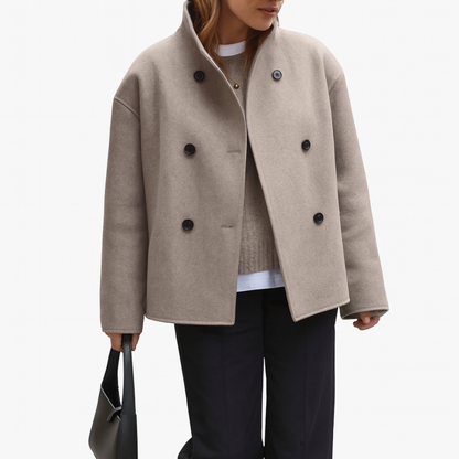Veste Courte Classique pour Femme – Manteau Oversize Croisé à Boutonnage Double