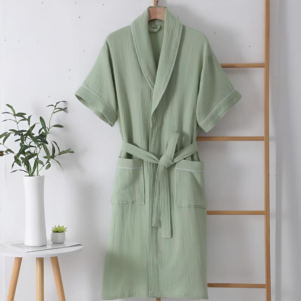 Peignoir d'Été en Coton à Manches Mi-Longues