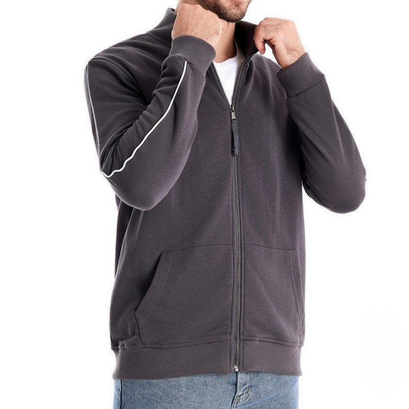 Sweatshirt Décontracté et Chaud pour Hommes – Veste à Col Montant avec Fermeture Éclair et Poches