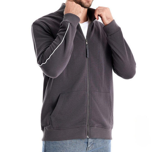Sweatshirt Décontracté et Chaud pour Hommes – Veste à Col Montant avec Fermeture Éclair et Poches