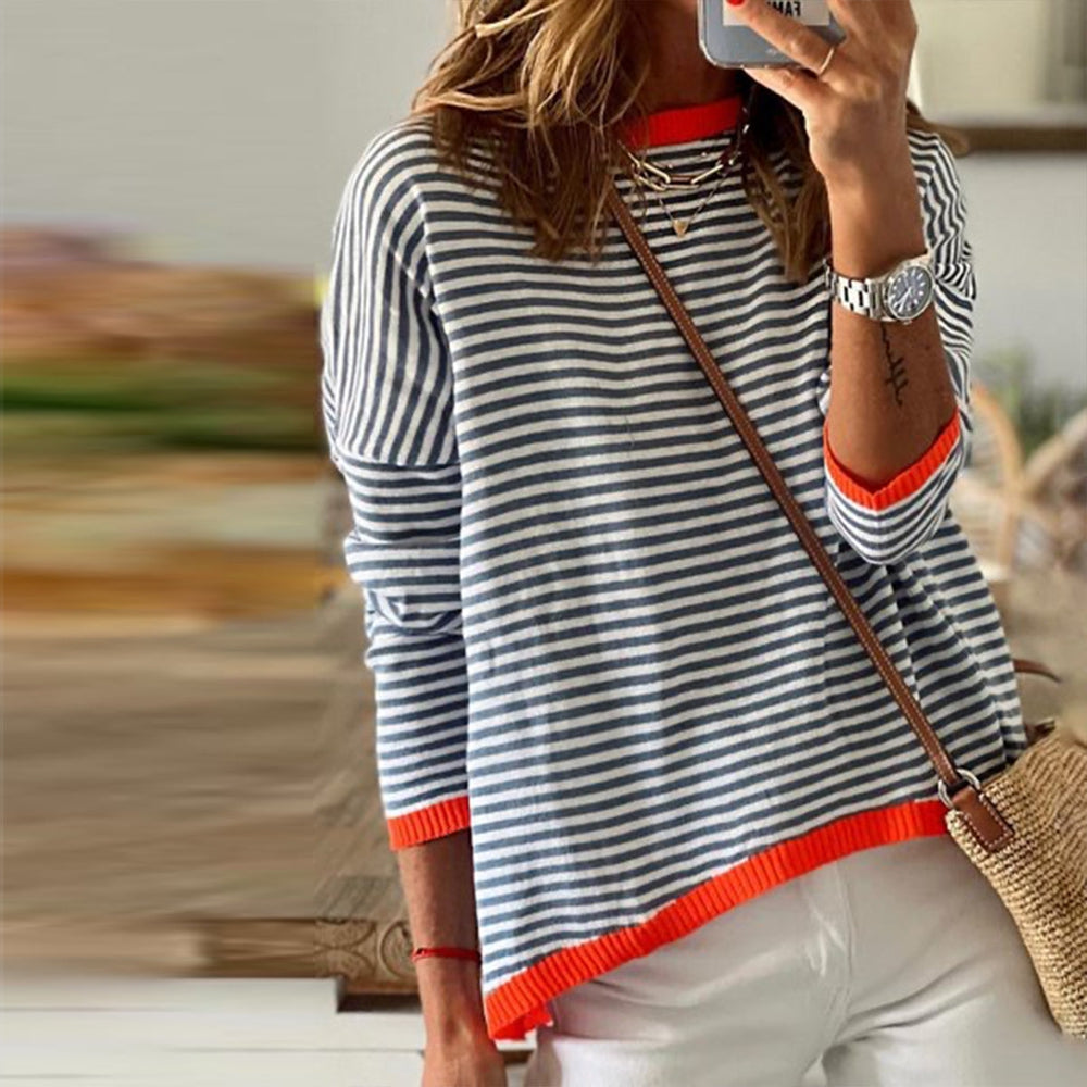 Camicia da donna in cotone a righe a maniche lunghe - Classica e leggera