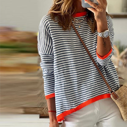 Camicia da donna in cotone a righe a maniche lunghe - Classica e leggera