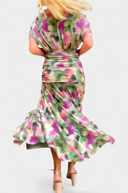 Long V-neck floral dress for women – An elegant and flowing outfit