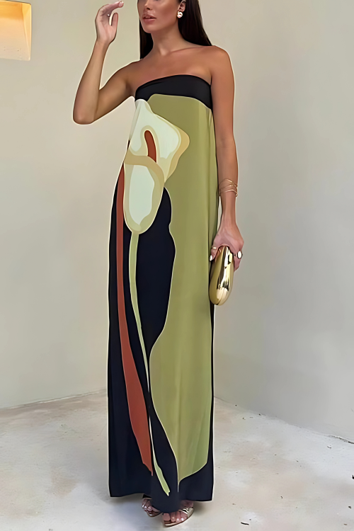 Robe De Cocktail Sans Bretelles Femme Silhouette Longue Élégante