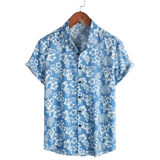 Chemise hawaïenne pour homme à manches courtes et motif fleuri