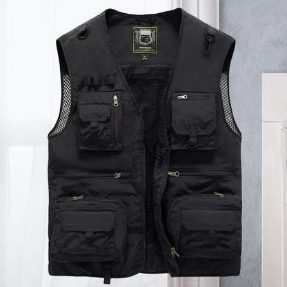 Gilet d'Été Léger Multi-Poches Homme – Veste Sans Manches Respirante pour la Randonnée, la Pêche, le Camping et les Voyages