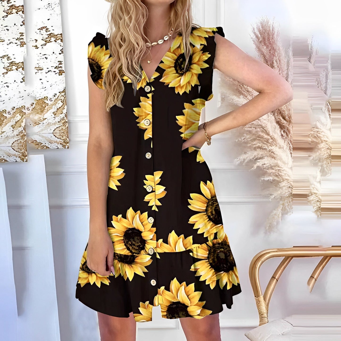 Robe fluide à motif coloré – Légèreté et style estival