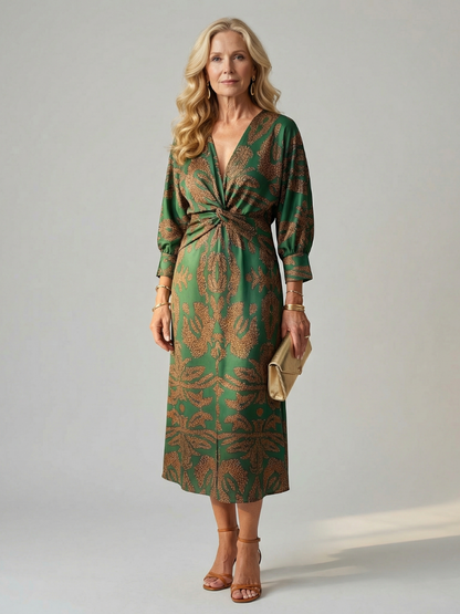 Natural Wrap Midi Dress for Women - Soft and Flattering
