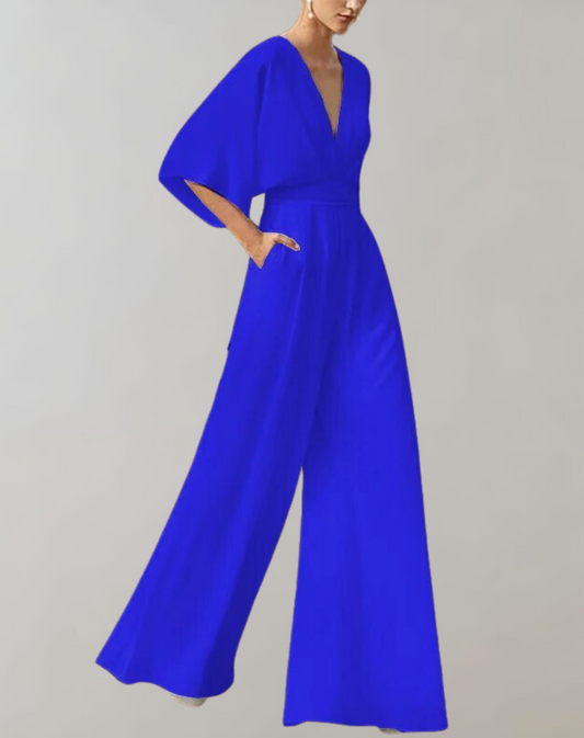 Elegant Jumpsuit with V-Neck and Wide Legs for Women – Comfortable and Stylish Outfit