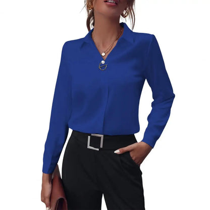 Blouse Femme Manches Longues Col V – Haut Essentiel Confortable