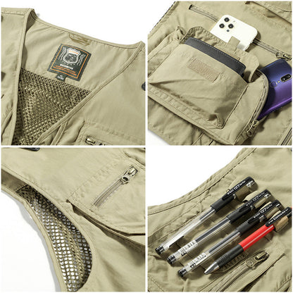 Gilet d'Été Léger Multi-Poches Homme – Veste Sans Manches Respirante pour la Randonnée, la Pêche, le Camping et les Voyages