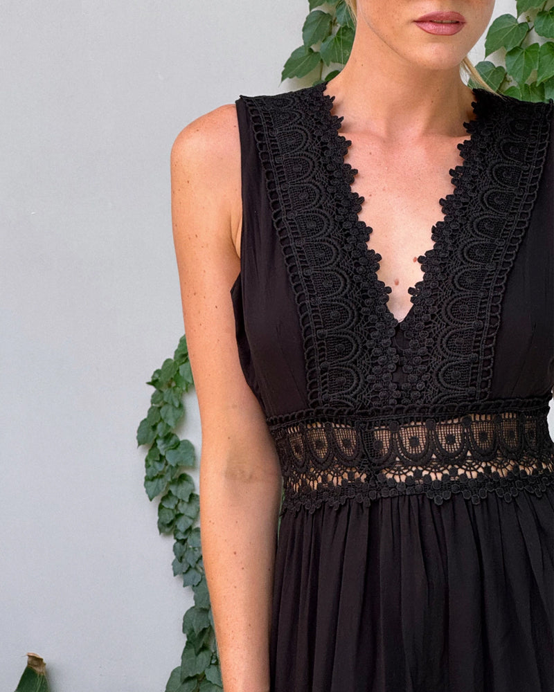 Robe longue Stella en dentelle blanche bohème chic