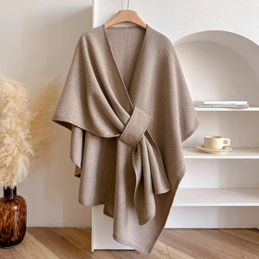 Manteau Cape Femme Élégant Poncho Hiver Coupe-Vent – Veste Chaude Surdimensionnée à Manches Longues Style Châle Doux et Chic pour Temps Froid