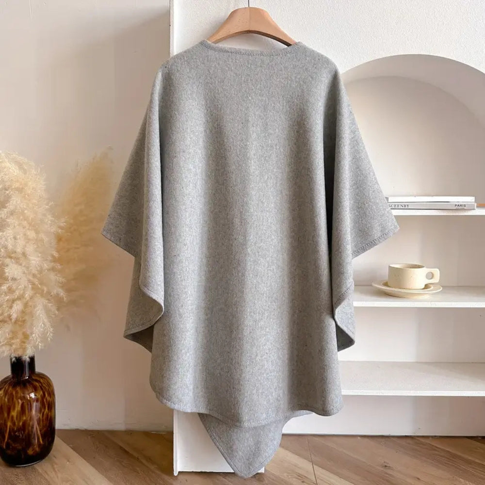 Manteau Cape Femme Élégant Poncho Hiver Coupe-Vent – Veste Chaude Surdimensionnée à Manches Longues Style Châle Doux et Chic pour Temps Froid