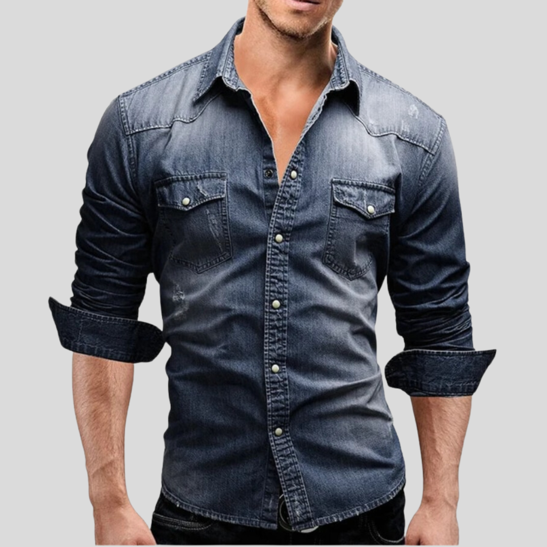 Chemise ajustée légère en jean à boutons homme – Style classique au quotidien