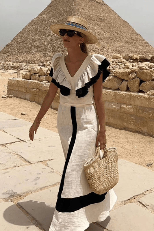 Women's Midi Skirt Set - Summer Backless Outfit
