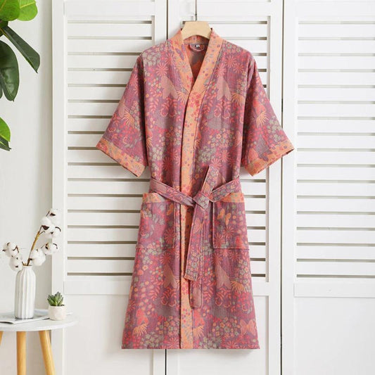 Peignoir en Coton Luxueux au Style Élégant Intemporel