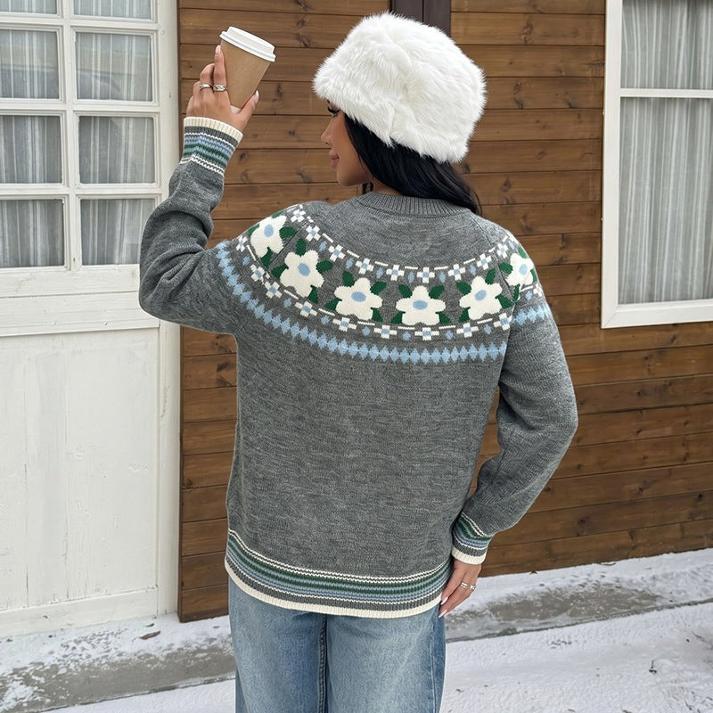 Pull floral retro femme - Doux et feminin