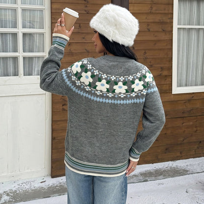 Pull floral retro femme - Doux et feminin
