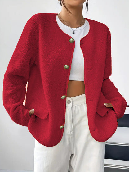 Cappotto in lana testurizzata da donna per taglie forti, ispirato a Chanel – Stile classico ed elegante