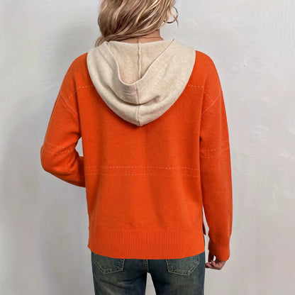Women's hooded zip-up cardigan - Soft and sporty