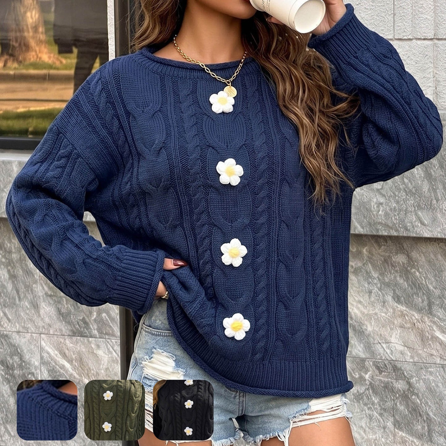 Pull patchwork crocheté à la main pour femme – Coupe ample et confortable, style bohème