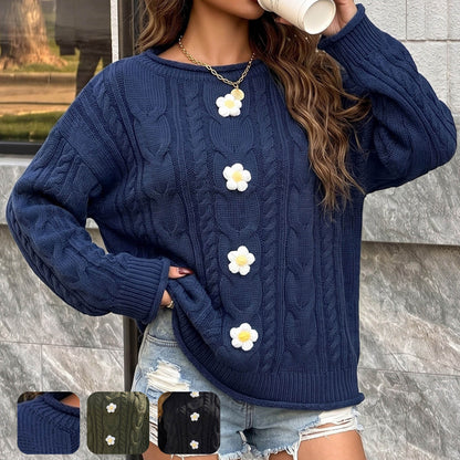 Pull patchwork crocheté à la main pour femme – Coupe ample et confortable, style bohème
