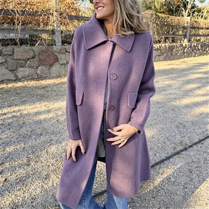 Women's casual single-breasted wool jacket – Elegant and warm everyday style