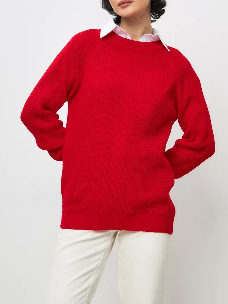 Jersey de punto grueso liso para mujer - Corte cómodo y abrigado
