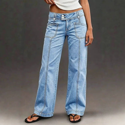 Jeans dritti ampi da donna slavati - Moderni e confortevoli