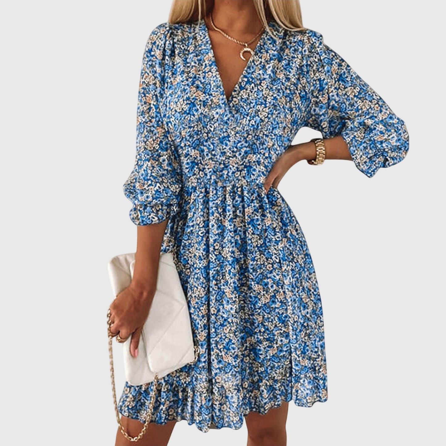 Robe Fleurie à Manches Bouffantes Elisa – Légèreté et Confort pour l’Été