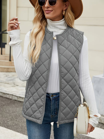 Gilet matelassé élégant sans manches pour femme – Vêtement léger d’extérieur