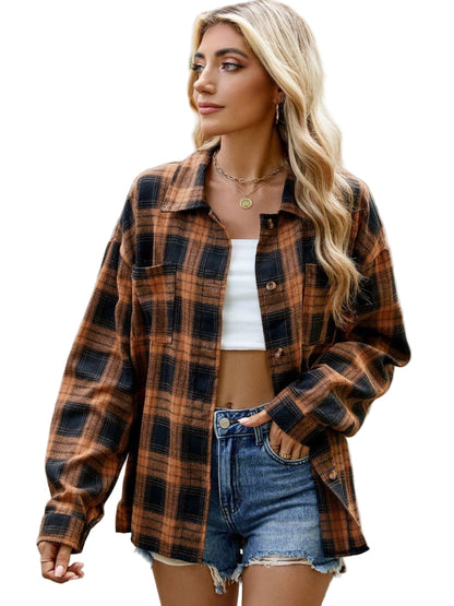 Chemise à carreaux à manches longues pour femme – Style décontracté et confortable au quotidien