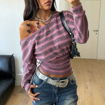 Top raye femme col montant - Doux et simple