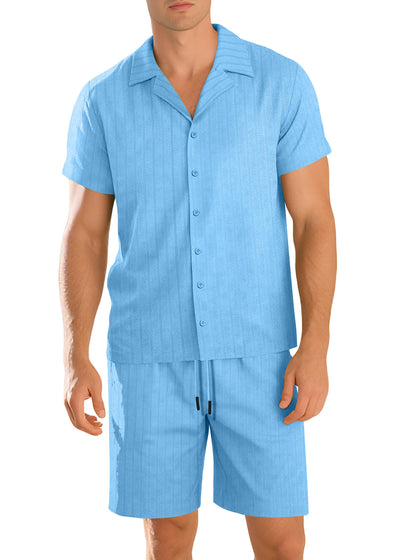 Casual shirt and trousers set for men – Short sleeve durable everyday outfit