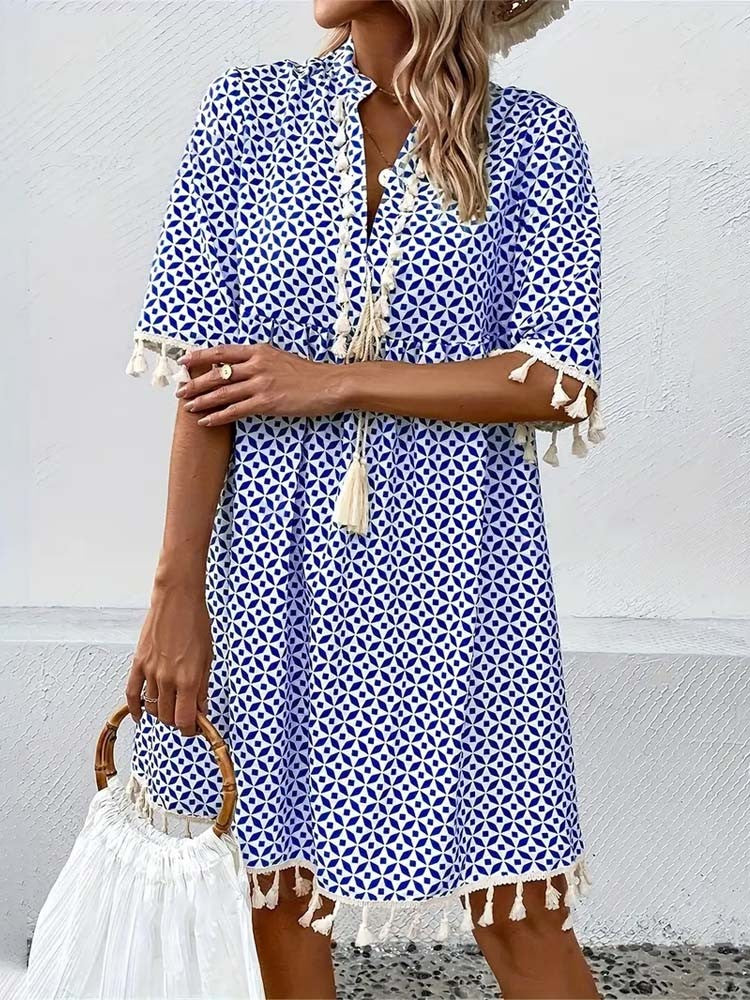 Robe ample imprimée pour l’été – Style décontracté avec détails bohèmes