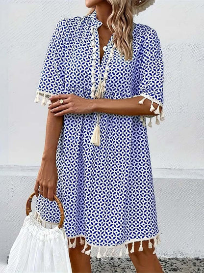 Robe ample imprimée pour l’été – Style décontracté avec détails bohèmes