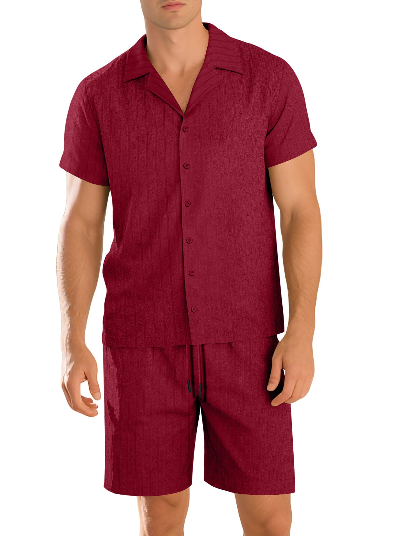 Casual shirt and trousers set for men – Short sleeve durable everyday outfit