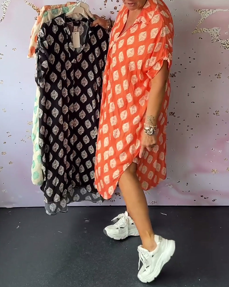 Robe Décontractée Femme Printemps – Col À Revers Manches Courtes Style Estival