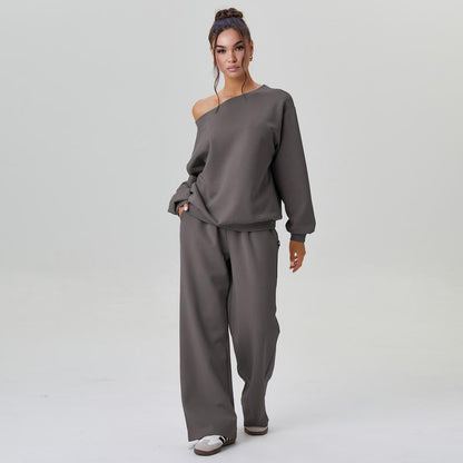Ensemble Deux Pièces Femme Décontracté – Style Sport Chic Épaules Dénudées