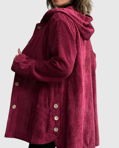 Veste à Capuche en Côtelé pour Femme – Manteau Décontracté Premium à Coupe Relax
